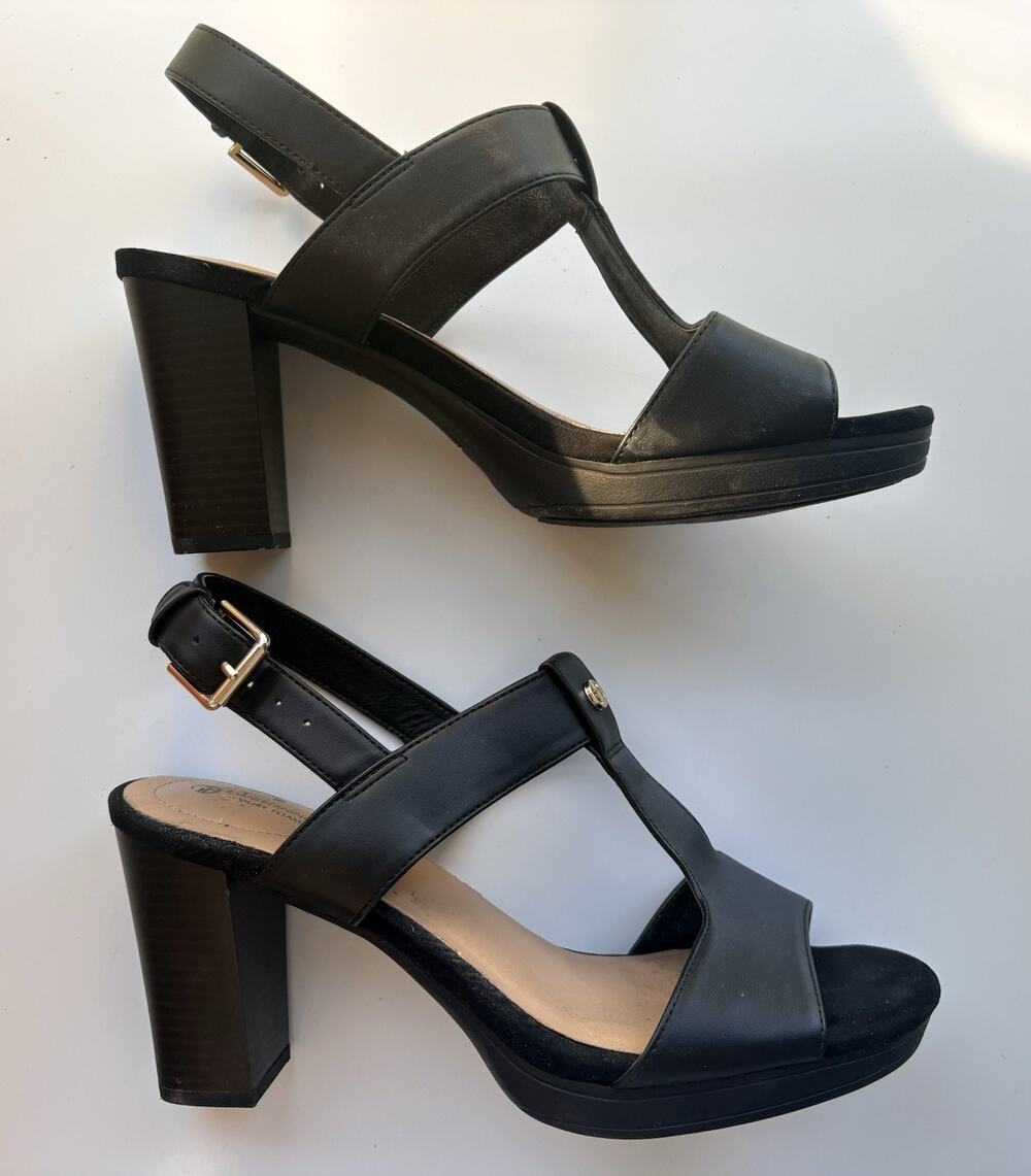 Giani Bernini Strappy Heels Black Paulette Womens 10 Open Toe Chunky Platform